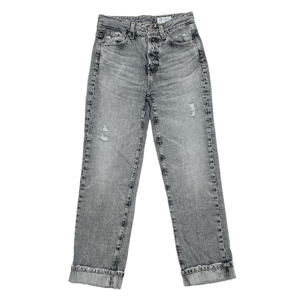 AG Jeans Size 25 Alexis Crop High Rise Vintage Fit Cuffed‎ Hem Gray Distressed